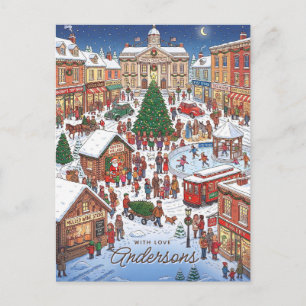 Nostalgic Cosy Christmas Village Wimmelbilder Holiday Postcard