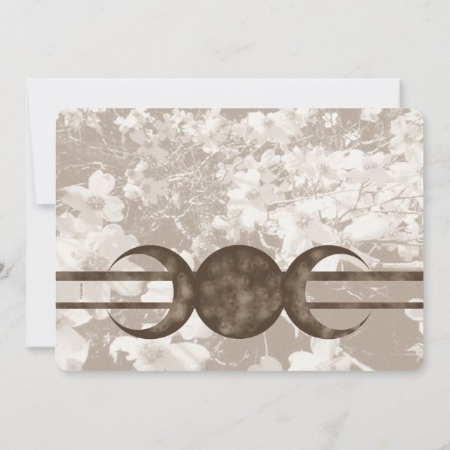 Nostalgic Dogwood Triple Moon Handfasting Greys Invitation (Back)