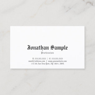 Nostalgic Elegant Classic Old English Font Plain Business Card
