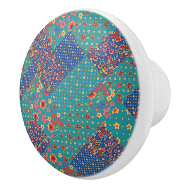 Nostalgic Faux Patchwork Ceramic Drawer Knob (Right)