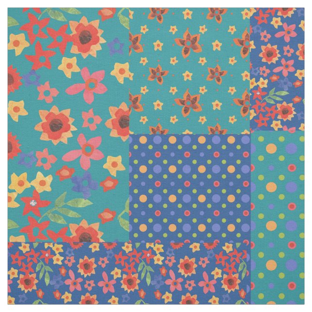 Nostalgic Faux Patchwork Pattern Fabric (Swatch)