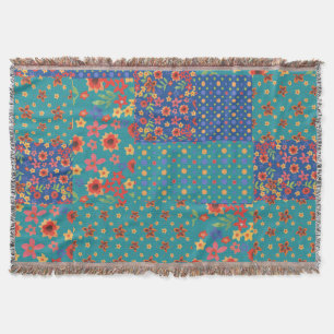 Nostalgic Faux Patchwork Pattern Throw Blanket