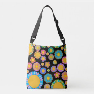 Nostalgic Flora Black Crossbody Bag
