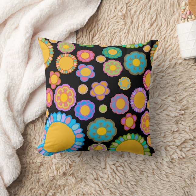 Nostalgic Flora Black Cushion (Blanket)