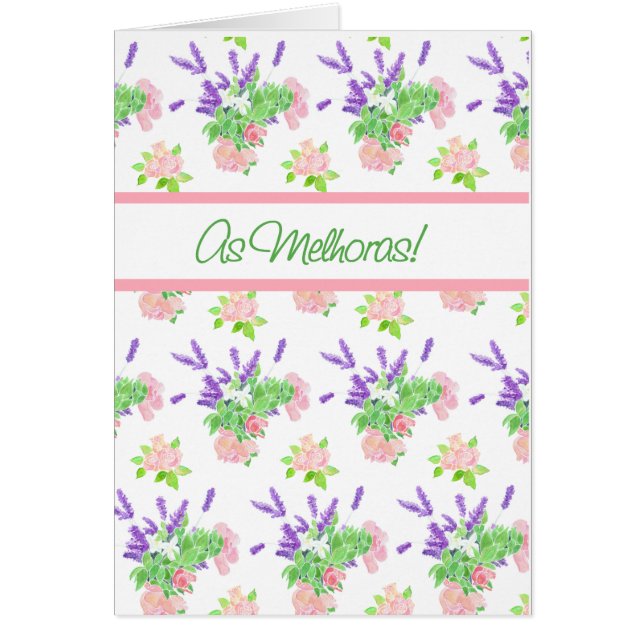 Nostalgic Floral Portuguese Greeting Get Well (Front)