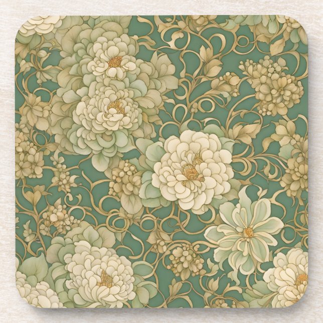 Nostalgic Florals in Vintage Hues Coaster (Front)
