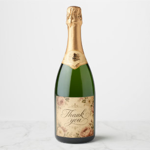 nostalgic flowers champagne bottle label