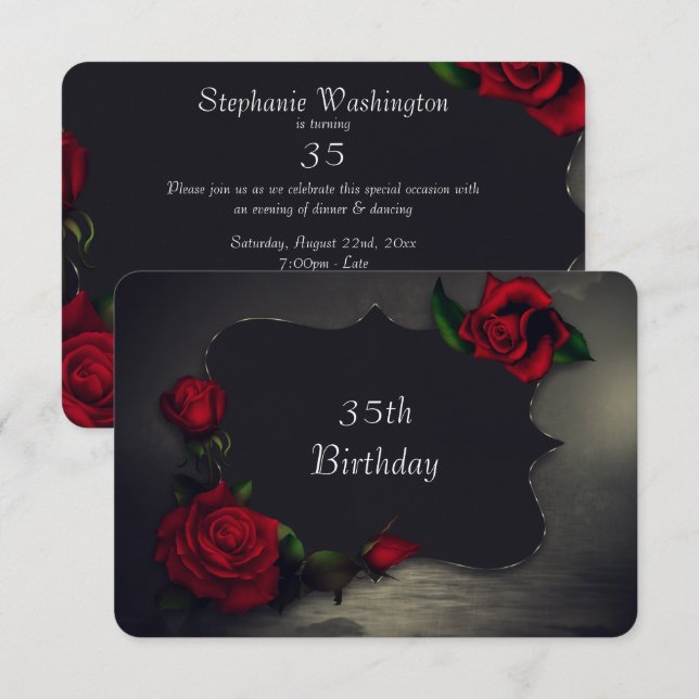 Nostalgic Gothic Love Birthday Invitation (Front/Back)