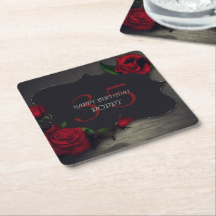 Nostalgic Gothic Love Birthday Square Paper Coaster