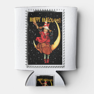 Nostalgic Halloween Good Witch and her Cat Can Cooler