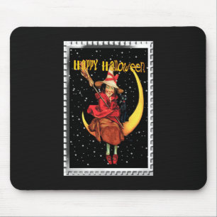 Nostalgic Halloween Good Witch and her Cat Mouse Pad