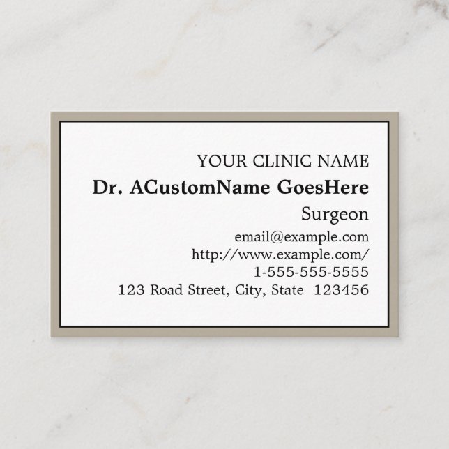 Nostalgic, Health Care Professional Business Card (Front)