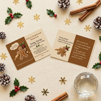 Nostalgic Holiday Ginger Bakehouse Homemade Treats Business Card