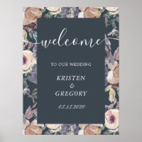 nostalgic indigo blush floral Wedding Welcome