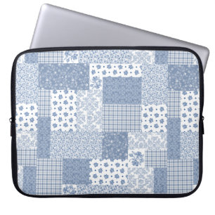 Nostalgic Indigo Faux Patchwork Laptop Sleeve