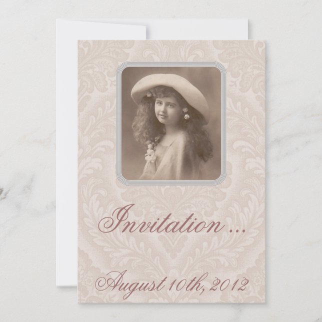 Nostalgic Invitation: Remembering - Victorian Girl Invitation (Front)