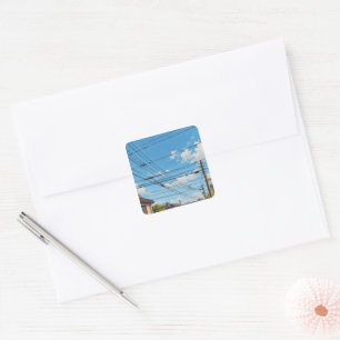 Nostalgic Japanese Streetscape Landscape with Ut Square Sticker