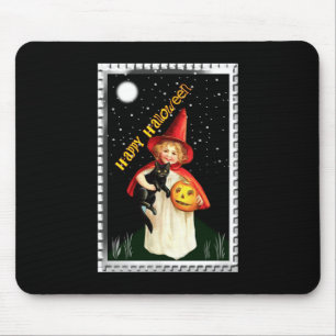 Nostalgic Little Girl, Jack-o’-lantern and Cat Mouse Pad