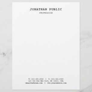 Nostalgic Look Classic Elegant Simple Design White Custom Letterhead