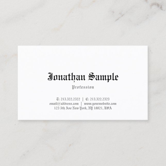 Nostalgic Look Classic Old English Text Template Business Card (Front)