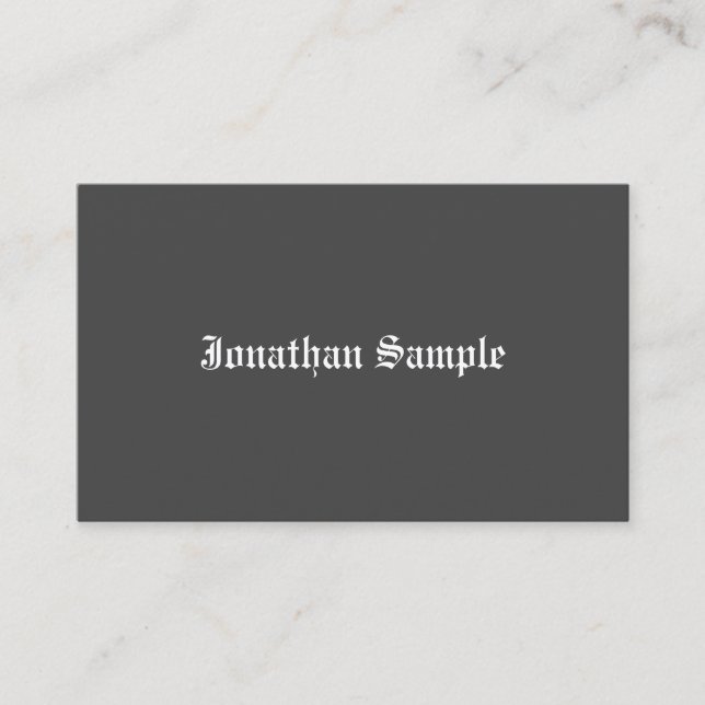 Nostalgic Look Old English Text Black White Simple Business Card (Front)