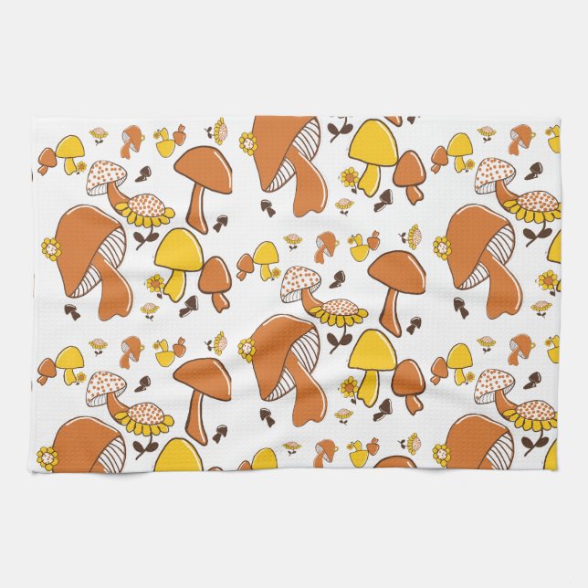 Nostalgic Mushroom Pattern Tea Towel (Horizontal)