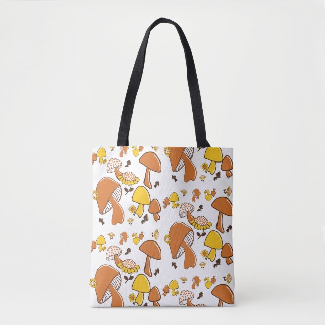 Nostalgic Mushroom Pattern Tote Bag (Front)