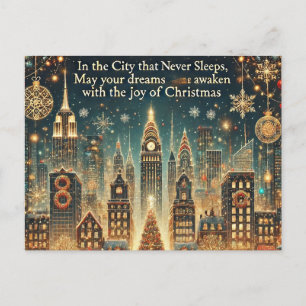Nostalgic New York Christmas - Iconic Holiday Postcard