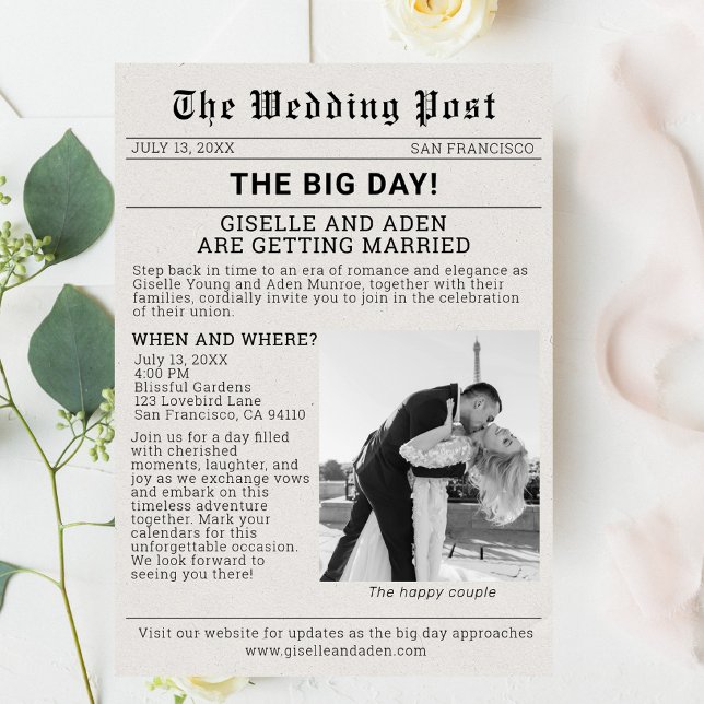 Nostalgic Newspaper Wedding Invitation (Nostalgic Newspaper Wedding Invitation)