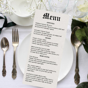 Nostalgic Newspaper Wedding Menu