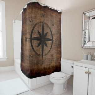 Nostalgic Old Compass Rose Design Shower Curtain