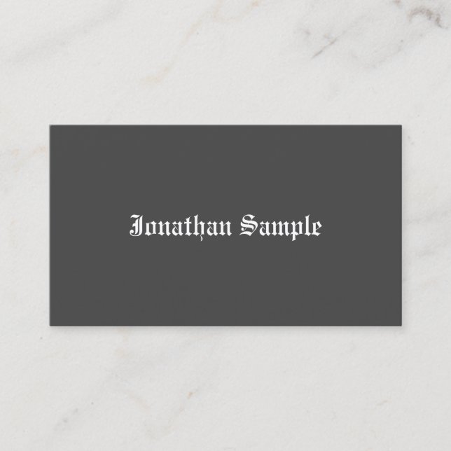 Nostalgic Old English Text Black White Template Business Card (Front)