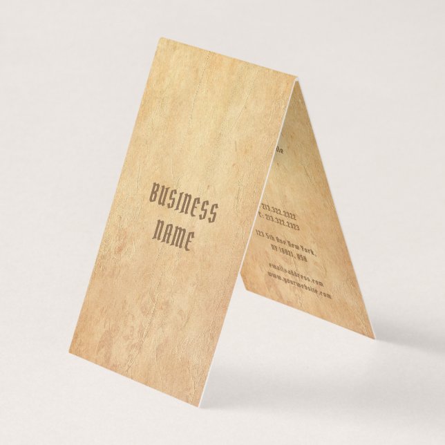 Nostalgic Old Paper Look Elegant Luxurious Folded Business Card (Front)