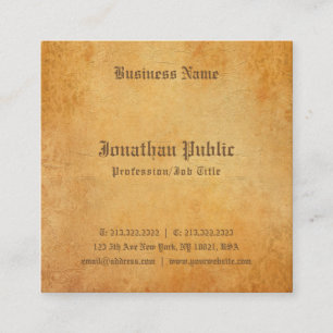 Nostalgic Old Paper Look Professional Elegant Square Business Card