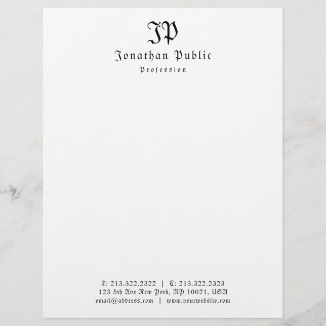 Nostalgic Old Style Text Monogram Clean Template Custom Letterhead (Front)