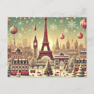 Nostalgic Paris Christmas – Holiday Magic Postcard