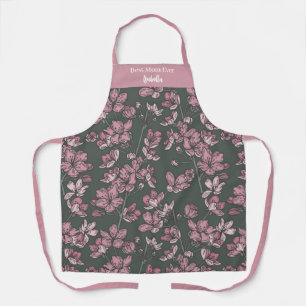 Nostalgic Pink Floral Best Mum Ever Custom Name Apron