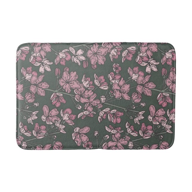 Nostalgic Pink Floral French Country Bath Mat (Front)