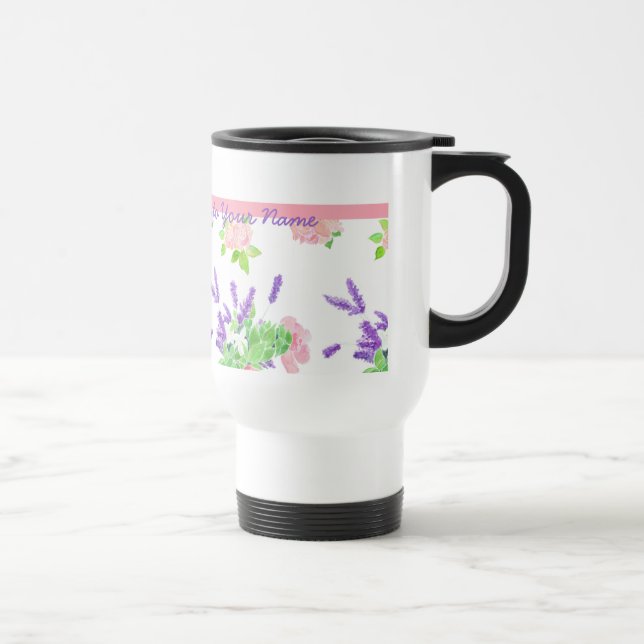 Nostalgic Pink Roses and Lavender Scents of Summer Travel Mug (Right)