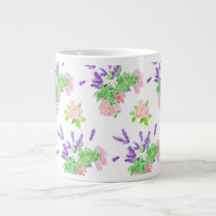 Nostalgic Pink Roses, Mock Orange Blossom, Lavende Large Coffee Mug