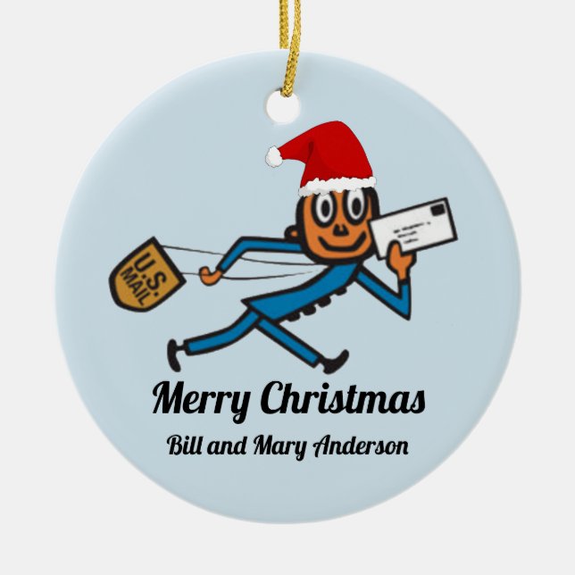 Nostalgic Postal Add Your Text Ceramic Tree Decoration (Front)