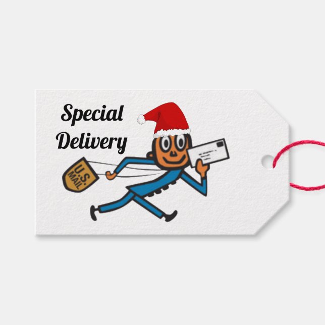 Nostalgic Postal Santa Gift Tags (Front (Horizontal))