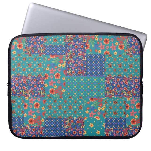 Nostalgic Prints Faux Patchwork Laptop Sleeve (Front)