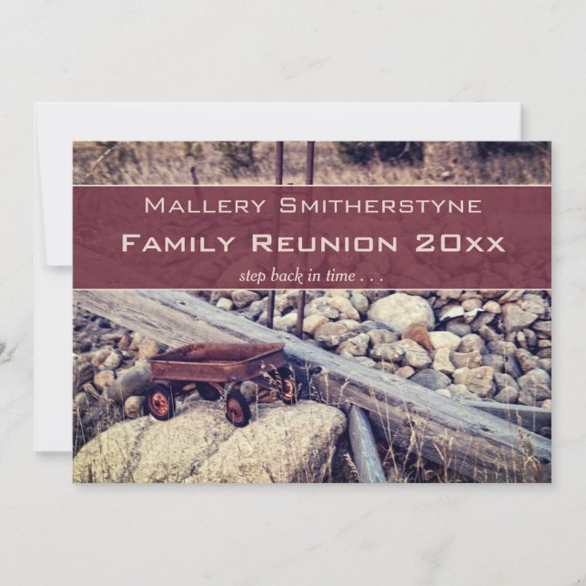 Nostalgic Red Wagon Family Reunion Invitation (Front)