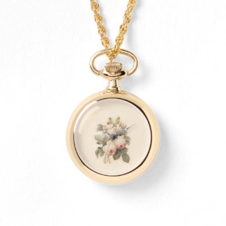 Nostalgic Redouté Rose Gold Pocket Watch