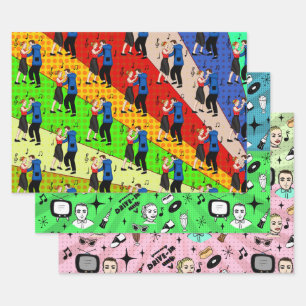 Nostalgic Retro 1950's Style   Wrapping Paper Sheet