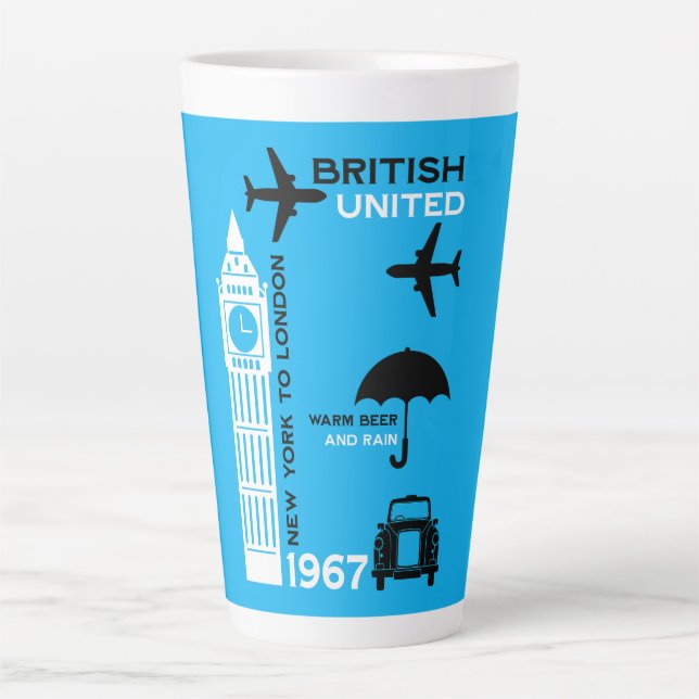 Nostalgic Retro Airline Poster Latte Mug (Front)