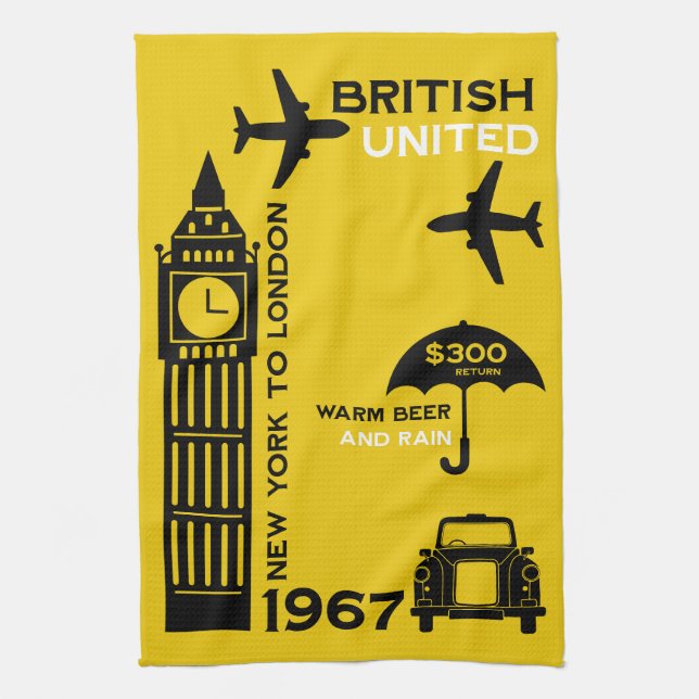 Nostalgic Retro Airline Poster Tea Towel (Vertical)