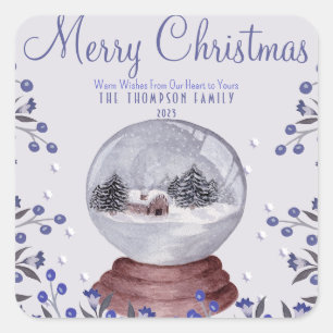 Nostalgic Retro-Inspired Christmas Cabin Snowglobe Square Sticker