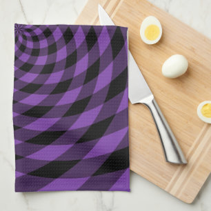Nostalgic Retro Pattern - Purple Tea Towel